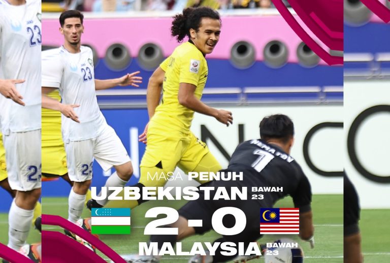 Skuad bawah 23 Harimau Malaya tewas 0-2 kepada Uzbekistan